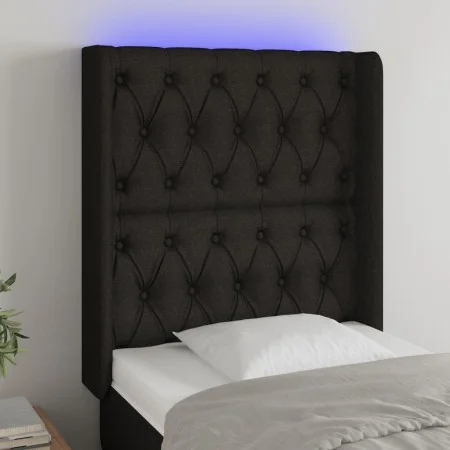 Black fabric headboard with LED 83x16x118/128 cm by vidaXL, Headboards and footboards - Ref: Foro24-3124360, Price: 98,36 €, ...