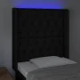 Black fabric headboard with LED 83x16x118/128 cm by vidaXL, Headboards and footboards - Ref: Foro24-3124360, Price: 98,36 €, ...
