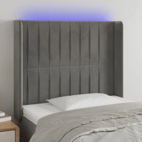 Light gray velvet headboard with LED 103x16x118/128 cm by vidaXL, Headboards and footboards - Ref: Foro24-3124328, Price: 90,...