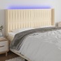 Cream fabric headboard with LED 183x16x118/128 cm by vidaXL, Headboards and footboards - Ref: Foro24-3124305, Price: 153,94 €...