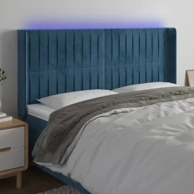 LED-Kopfteil aus dunkelblauem Samt, 183 x 16 x 118/128 cm von vidaXL, Kopf- und Fußteile - Ref: Foro24-3124350, Preis: 145,78...