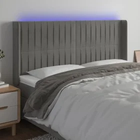Light gray velvet headboard with LED 163x16x118/128 cm by vidaXL, Headboards and footboards - Ref: Foro24-3124340, Price: 135...