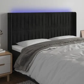 Black velvet headboard with LED 163x16x118/128 cm by vidaXL, Headboards and footboards - Ref: Foro24-3124342, Price: 140,58 €...