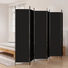 Biombo divisor de 6 paneles de tela negro 300x200 cm de vidaXL, Divisores de ambientes - Ref: Foro24-350193, Precio: 47,96 €,...