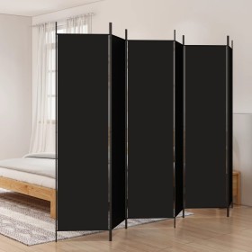 Biombo divisor de 6 paneles de tela negro 300x200 cm