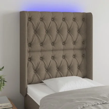 Kopfteil mit LED aus taupegrauem Stoff 83x16x118/128 cm von vidaXL, Kopf- und Fußteile - Ref: Foro24-3124362, Preis: 99,24 €,...