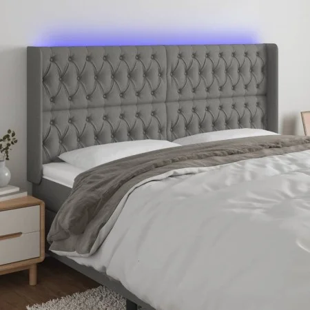 Dark gray fabric headboard with LED 203x16x118/128 cm by vidaXL, Headboards and footboards - Ref: Foro24-3124407, Price: 142,...