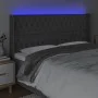 Dunkelgraues Stoffkopfteil mit LED 203x16x118/128 cm von vidaXL, Kopf- und Fußteile - Ref: Foro24-3124407, Preis: 142,42 €, R...