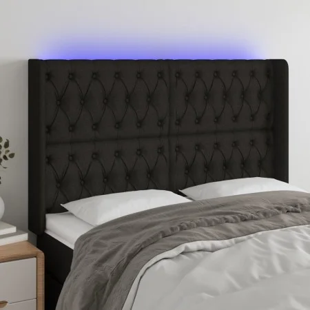 Black fabric headboard with LED 163x16x118/128 cm by vidaXL, Headboards and footboards - Ref: Foro24-3124392, Price: 158,11 €...