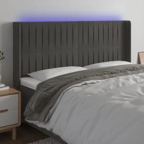 Dark gray velvet headboard with LED 183x16x118/128 cm by vidaXL, Headboards and footboards - Ref: Foro24-3124347, Price: 121,...