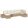 Conjunto de sofá de jardín con cojín 7 pcs Beige Poliratán
