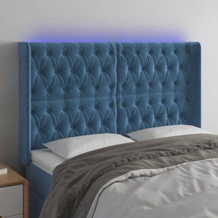 LED-Kopfteil aus dunkelblauem Samt, 163 x 16 x 118/128 cm von vidaXL, Kopf- und Fußteile - Ref: Foro24-3124442, Preis: 156,09...