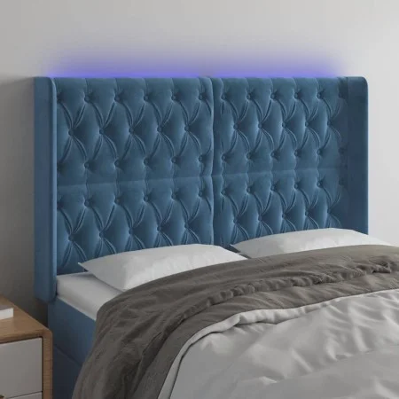 LED-Kopfteil aus dunkelblauem Samt, 163 x 16 x 118/128 cm von vidaXL, Kopf- und Fußteile - Ref: Foro24-3124442, Preis: 152,76...