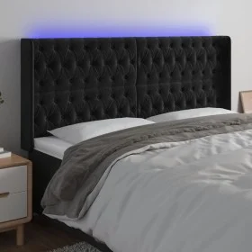Black velvet headboard with LED 203x16x118/128 cm by vidaXL, Headboards and footboards - Ref: Foro24-3124452, Price: 167,15 €...