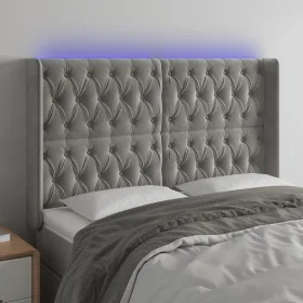 Light gray velvet headboard with LED 147x16x118/128 cm by vidaXL, Headboards and footboards - Ref: Foro24-3124432, Price: 140...