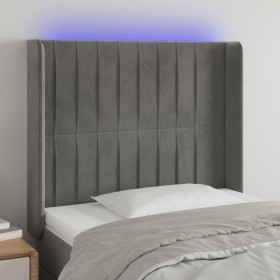 Hellgraues Samtkopfteil mit LED 93x16x118/128 cm von vidaXL, Kopf- und Fußteile - Ref: Foro24-3124322, Preis: 80,22 €, Rabatt: %