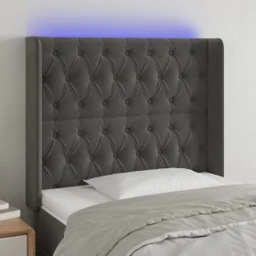 Dunkelgraues Samtkopfteil mit LED 103x16x118/128 cm von vidaXL, Kopf- und Fußteile - Ref: Foro24-3124427, Preis: 91,94 €, Rab...