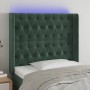 Cabecero con LED de terciopelo verde oscuro 103x16x118/128 cm de vidaXL, Cabeceros y pies de cama - Ref: Foro24-3124429, Prec...