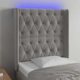 Hellgraues Samtkopfteil mit LED 83x16x118/128 cm von vidaXL, Kopf- und Fußteile - Ref: Foro24-3124414, Preis: 88,48 €, Rabatt: %