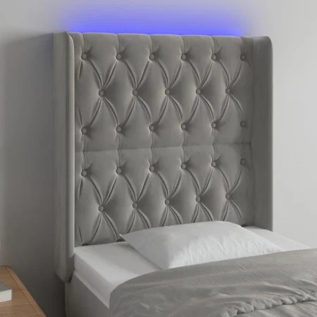 Light gray velvet headboard with LED 83x16x118/128 cm by vidaXL, Headboards and footboards - Ref: Foro24-3124414, Price: 90,7...