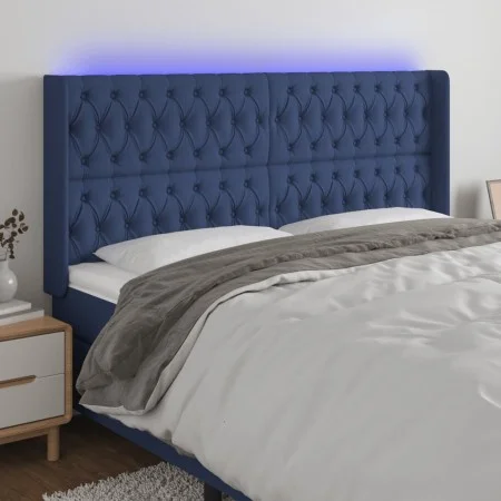 Kopfteil aus blauem Stoff mit LED 183x16x118/128 cm von vidaXL, Kopf- und Fußteile - Ref: Foro24-3124404, Preis: 158,62 €, Ra...