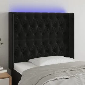 Kopfteil aus schwarzem Samt mit LED 93x16x118/128 cm von vidaXL, Kopf- und Fußteile - Ref: Foro24-3124422, Preis: 107,87 €, R...