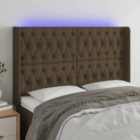 Kopfteil mit LED aus dunkelbraunem Stoff 147x16x118/128 cm von vidaXL, Kopf- und Fußteile - Ref: Foro24-3124385, Preis: 140,2...