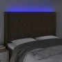 Headboard with LED in dark brown fabric 147x16x118/128 cm by vidaXL, Headboards and footboards - Ref: Foro24-3124385, Price: ...