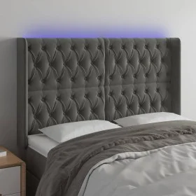 Dunkelgraues Samtkopfteil mit LED 163x16x118/128 cm von vidaXL, Kopf- und Fußteile - Ref: Foro24-3124439, Preis: 167,37 €, Ra...