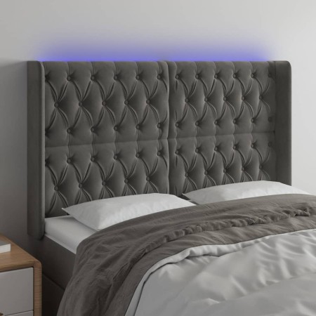 Dunkelgraues Samtkopfteil mit LED 163x16x118/128 cm von vidaXL, Kopf- und Fußteile - Ref: Foro24-3124439, Preis: 169,01 €, Ra...