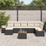 Conjunto de sofá de jardín con cojín 8 pcs Negro Poliratán
