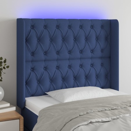 Kopfteil aus blauem Stoff mit LED 103x16x118/128 cm von vidaXL, Kopf- und Fußteile - Ref: Foro24-3124380, Preis: 94,34 €, Rab...