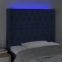 Blue fabric headboard with LED 103x16x118/128 cm by vidaXL, Headboards and footboards - Ref: Foro24-3124380, Price: 94,05 €, ...