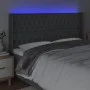 Dark gray fabric headboard with LED 183x16x118/128 cm by vidaXL, Headboards and footboards - Ref: Foro24-3124399, Price: 152,...