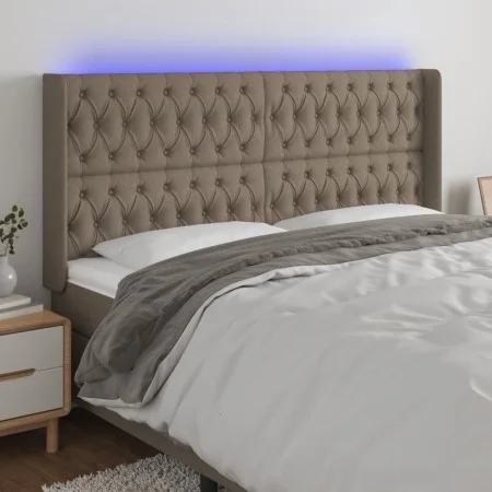 Taupe gray fabric headboard with LED 183x16x118/128 cm by vidaXL, Headboards and footboards - Ref: Foro24-3124402, Price: 176...