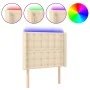 Cream fabric headboard with LED 93x16x118/128 cm by vidaXL, Headboards and footboards - Ref: Foro24-3124469, Price: 93,84 €, ...