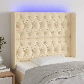 Cream fabric headboard with LED 103x16x118/128 cm by vidaXL, Headboards and footboards - Ref: Foro24-3124379, Price: 99,05 €,...