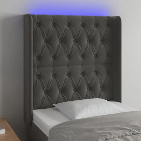 Dark gray velvet headboard with LED 83x16x118/128 cm by vidaXL, Headboards and footboards - Ref: Foro24-3124415, Price: 99,11...
