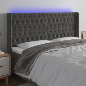 Dunkelgraues Samtkopfteil mit LED 183x16x118/128 cm von vidaXL, Kopf- und Fußteile - Ref: Foro24-3124445, Preis: 142,85 €, Ra...