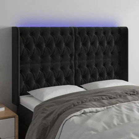 Kopfteil aus schwarzem Samt mit LED 147x16x118/128 cm von vidaXL, Kopf- und Fußteile - Ref: Foro24-3124434, Preis: 165,61 €, ...