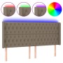 Taupegraues Stoffkopfteil mit LED 203x16x118/128 cm von vidaXL, Kopf- und Fußteile - Ref: Foro24-3124410, Preis: 187,34 €, Ra...