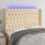 Cabecero con LED de tela color crema 163x16x118/128 cm de vidaXL, Cabeceros y pies de cama - Ref: Foro24-3124395, Precio: 173...