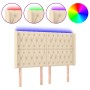 Cream fabric headboard with LED 163x16x118/128 cm by vidaXL, Headboards and footboards - Ref: Foro24-3124395, Price: 173,94 €...