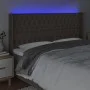 Taupe gray fabric headboard with LED 203x16x118/128 cm by vidaXL, Headboards and footboards - Ref: Foro24-3124410, Price: 181...