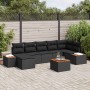 Conjunto de sofá de jardín con cojín 8 pcs Negro Poliratán