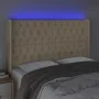 Cabecero con LED de tela color crema 163x16x118/128 cm de vidaXL, Cabeceros y pies de cama - Ref: Foro24-3124395, Precio: 169...