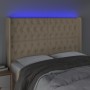 Cream fabric headboard with LED 163x16x118/128 cm by vidaXL, Headboards and footboards - Ref: Foro24-3124395, Price: 173,94 €...