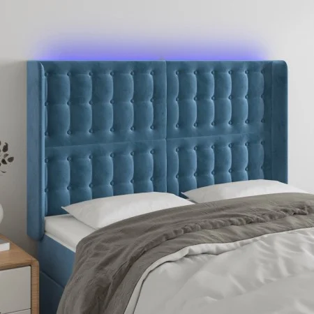 LED-Kopfteil aus dunkelblauem Samt, 147 x 16 x 118/128 cm von vidaXL, Kopf- und Fußteile - Ref: Foro24-3124534, Preis: 121,17...