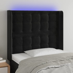 Black velvet headboard with LED 83x16x118/128 cm by vidaXL, Headboards and footboards - Ref: Foro24-3124514, Price: 71,70 €, ...