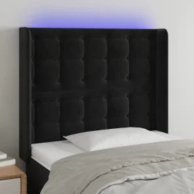 Kopfteil aus schwarzem Samt mit LED 83x16x118/128 cm von vidaXL, Kopf- und Fußteile - Ref: Foro24-3124514, Preis: 78,60 €, Ra...